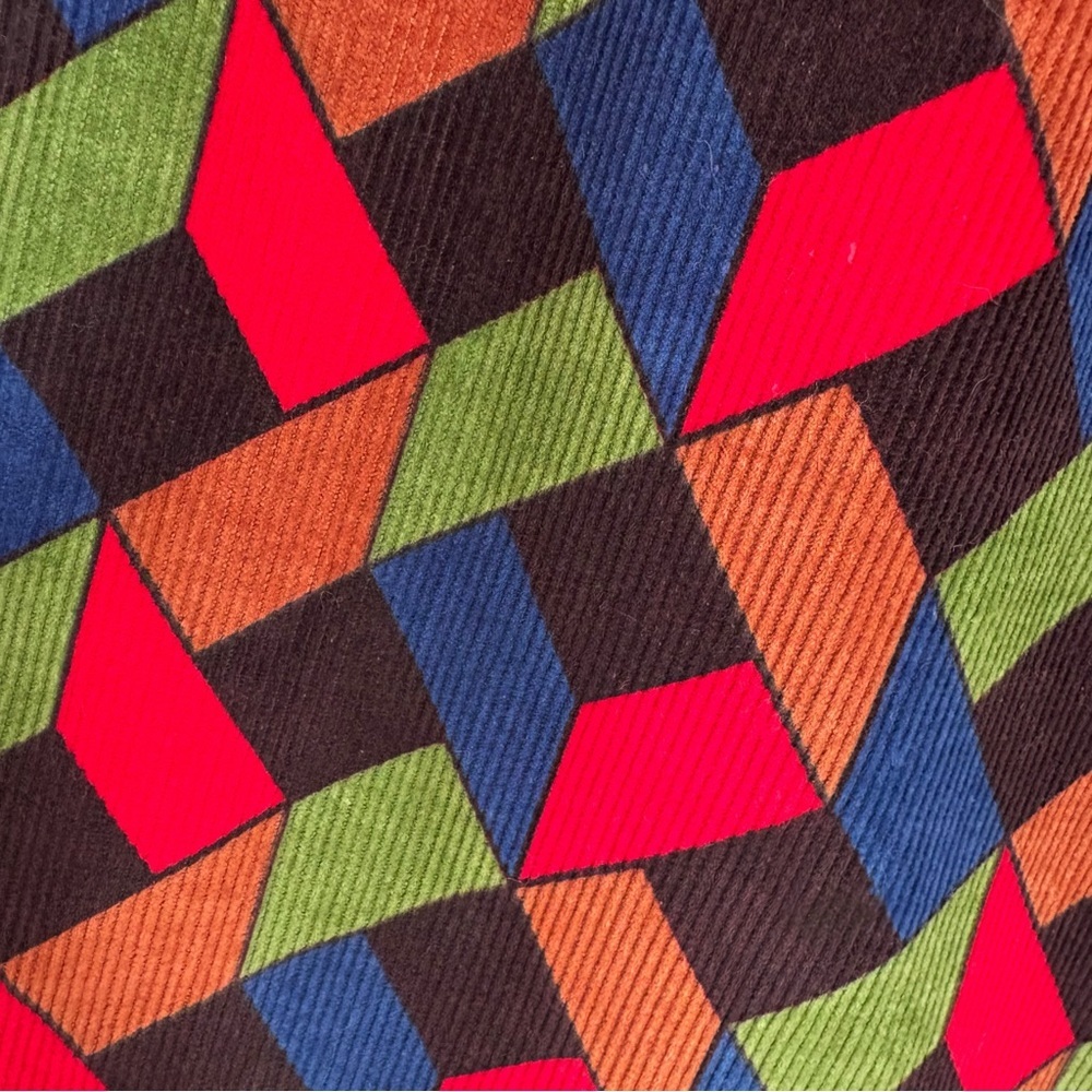 Vintage 70s corduroy geometric midi skirt high waisted handmade size 27 medium - Picture 4 of 4